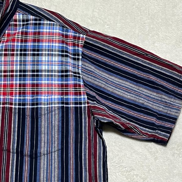 Vintage Y2K Faded‎ Glory Plaid Striped Shirt Mens Large 100% Cotton Button Down - Picture 5 of 9